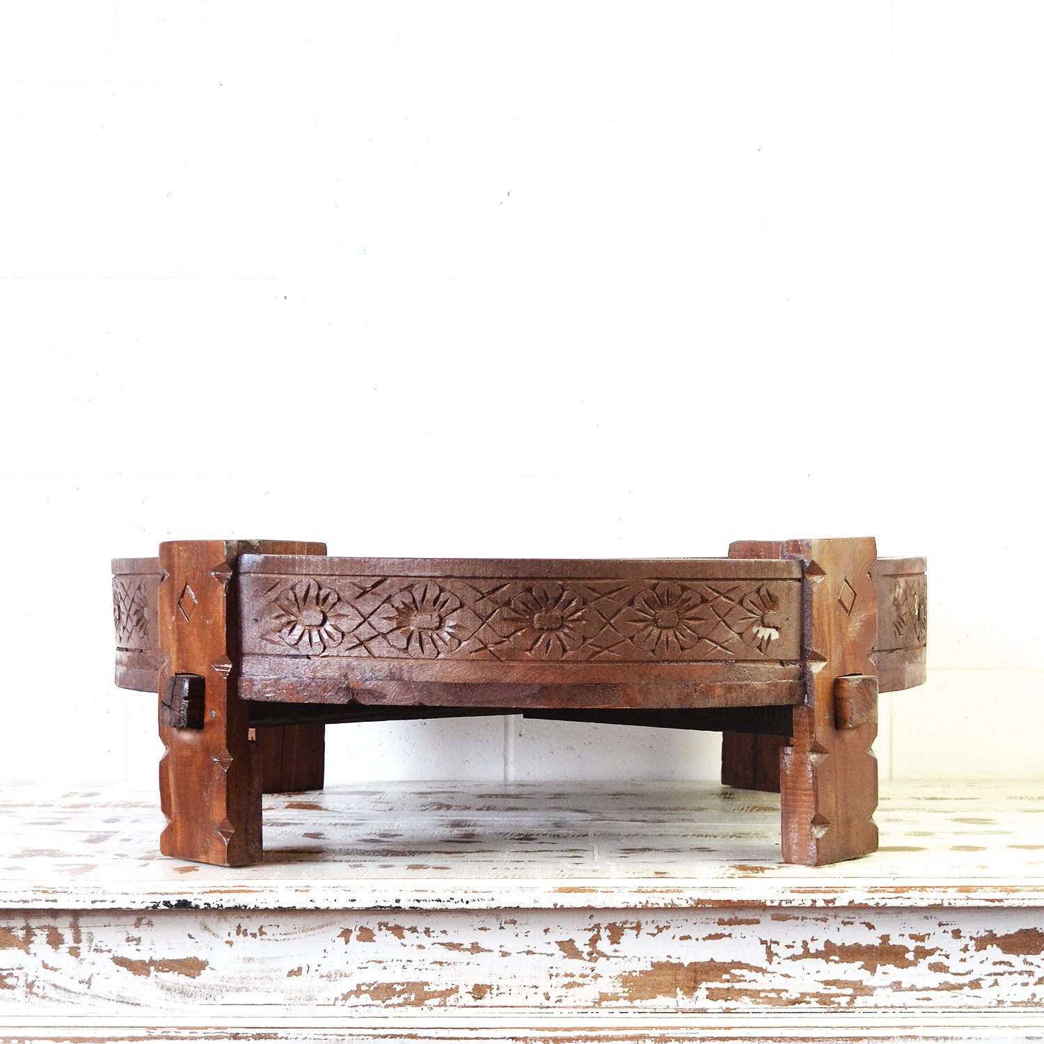 Natural Indian Timber Grinder Tables 70cm