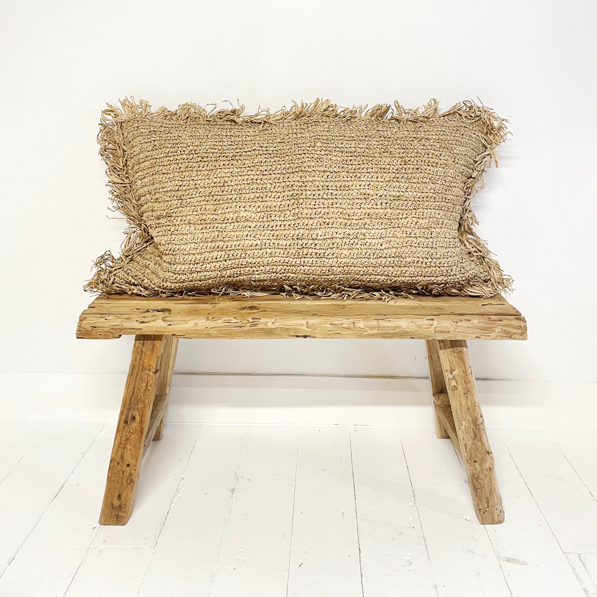Natural Raffia Lumbar Cushion
