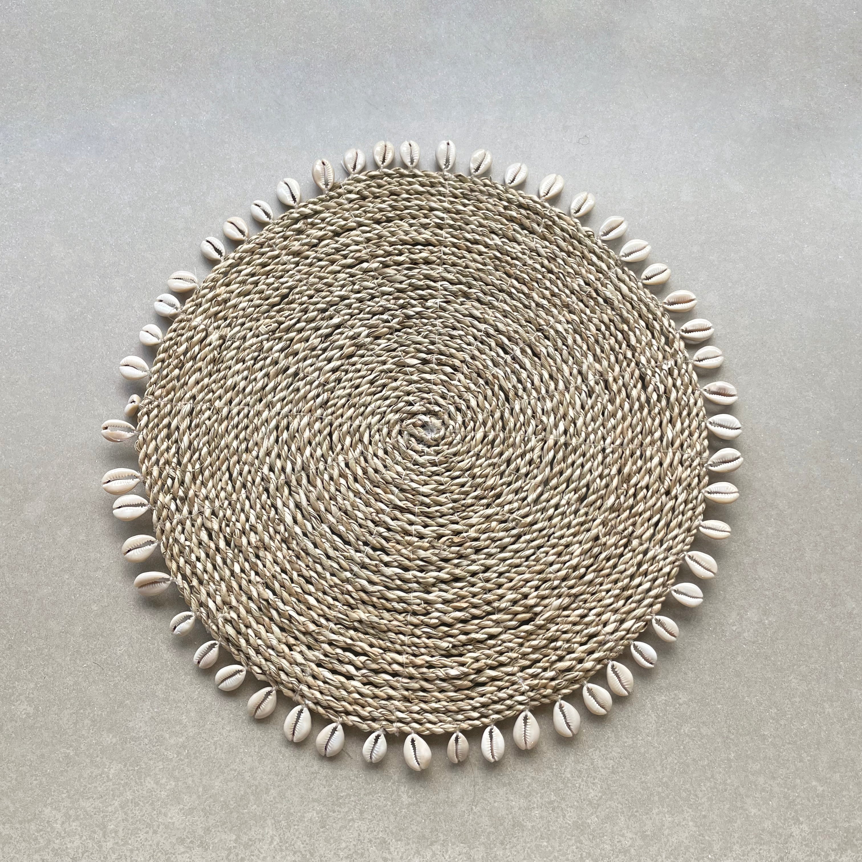 Natural Woven &amp; Cowrie Shell Placemat
