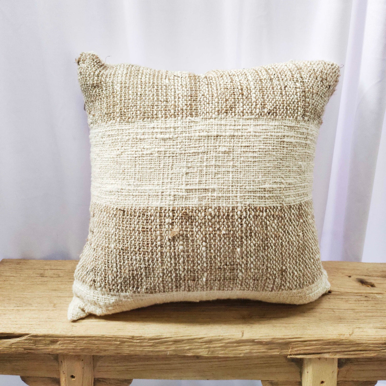 Natural + White Stripe Cushion 40x40cm