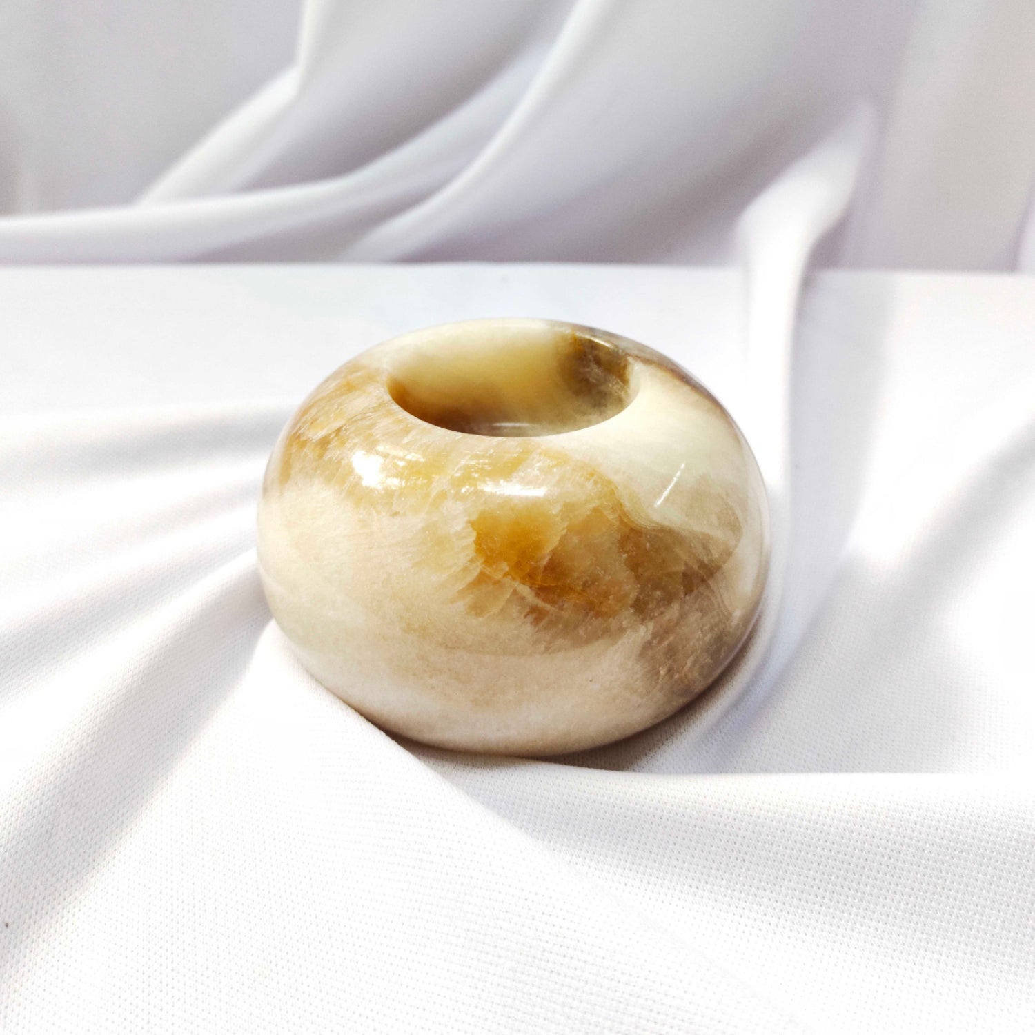 Onyx Stone Candle Holder 2 Hole 6.5cm Dia