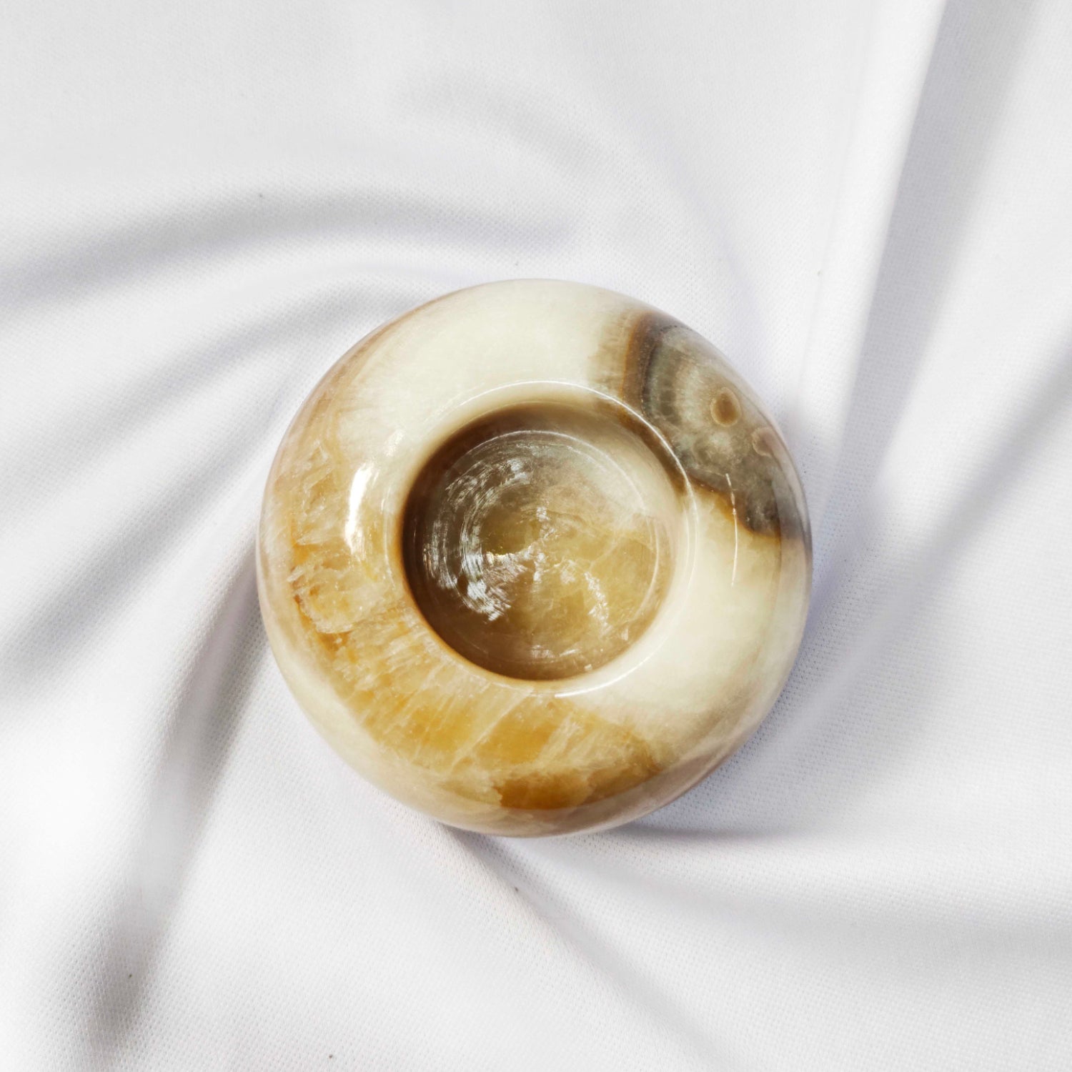 Onyx Stone Candle Holder 2 Hole 6.5cm Dia