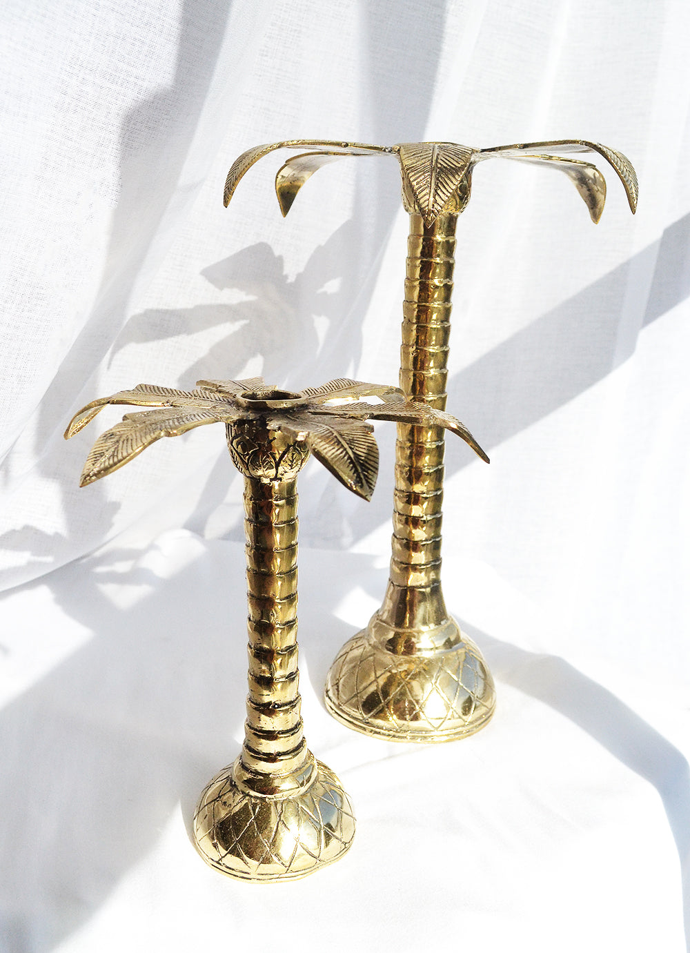 Large Palm Tree Brass Candleholder