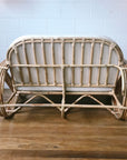 Natural Pretzel Rattan 2 Seater Lounge - Cream Cushion