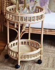 Natural Halia Round Rattan Bar Cart