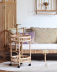Natural Halia Round Rattan Bar Cart
