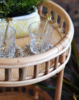 Natural Halia Round Rattan Bar Cart