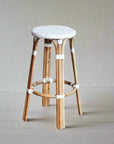 Rattan & White Cafe Counter Stool - Set of 5