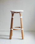 Rattan & White Cafe Counter Stool - Set of 5