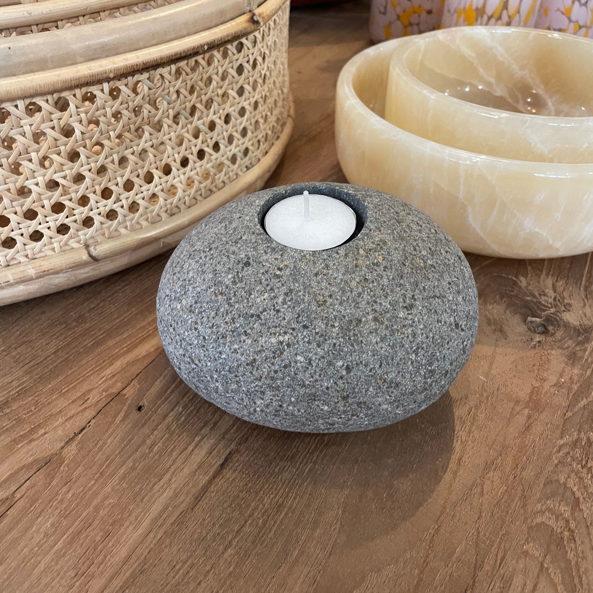 River Stone Tea Light Holder