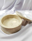 Round Beige Marble Stone Canister