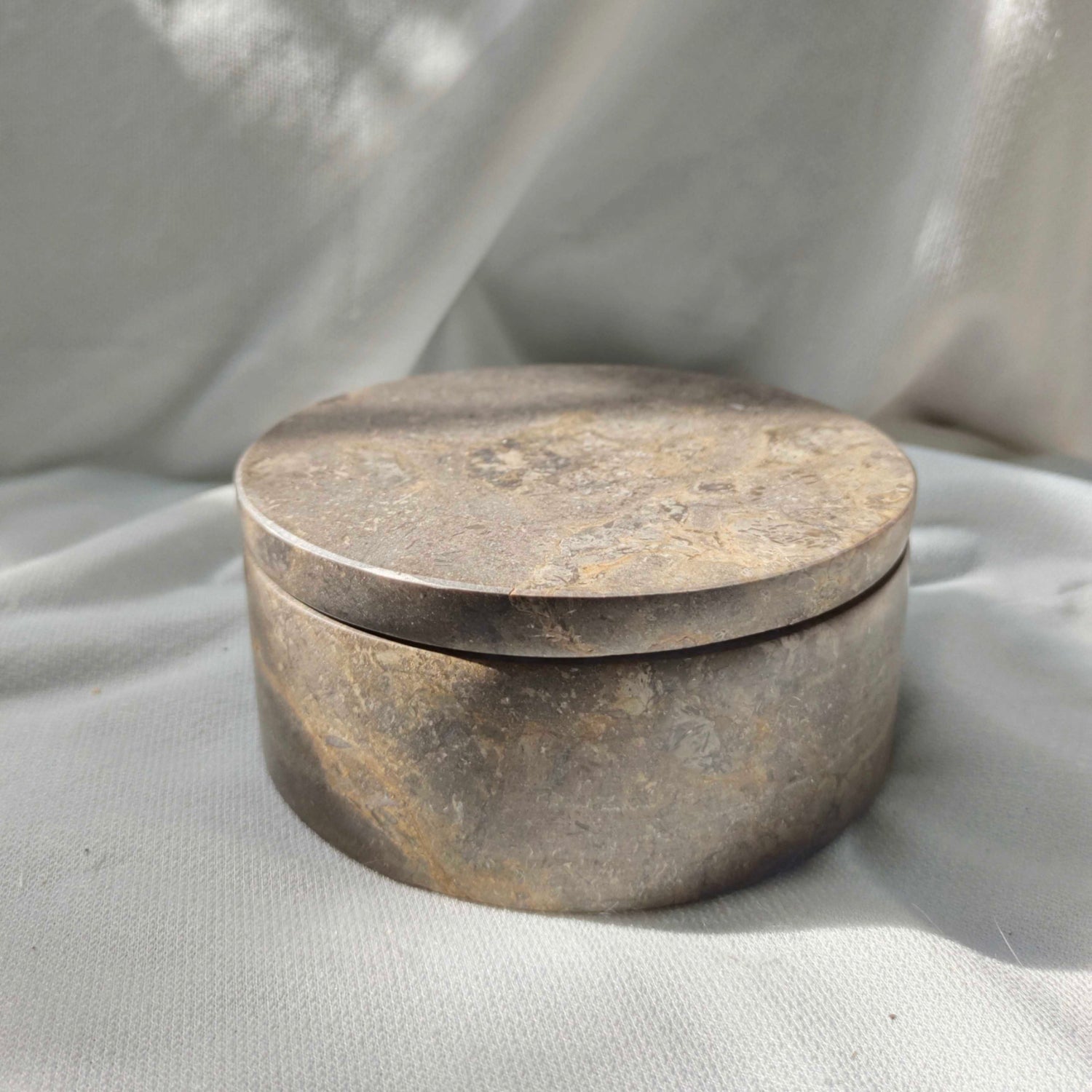 Round Grey Marble Stone Trinket Box