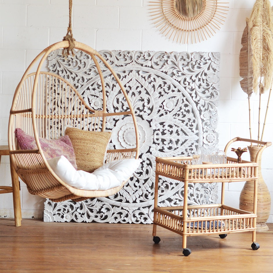 Natural Round Single Cane Hanging Chair