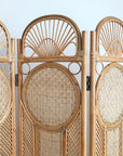 Round Rattan 3 Panel Screen Room Divider