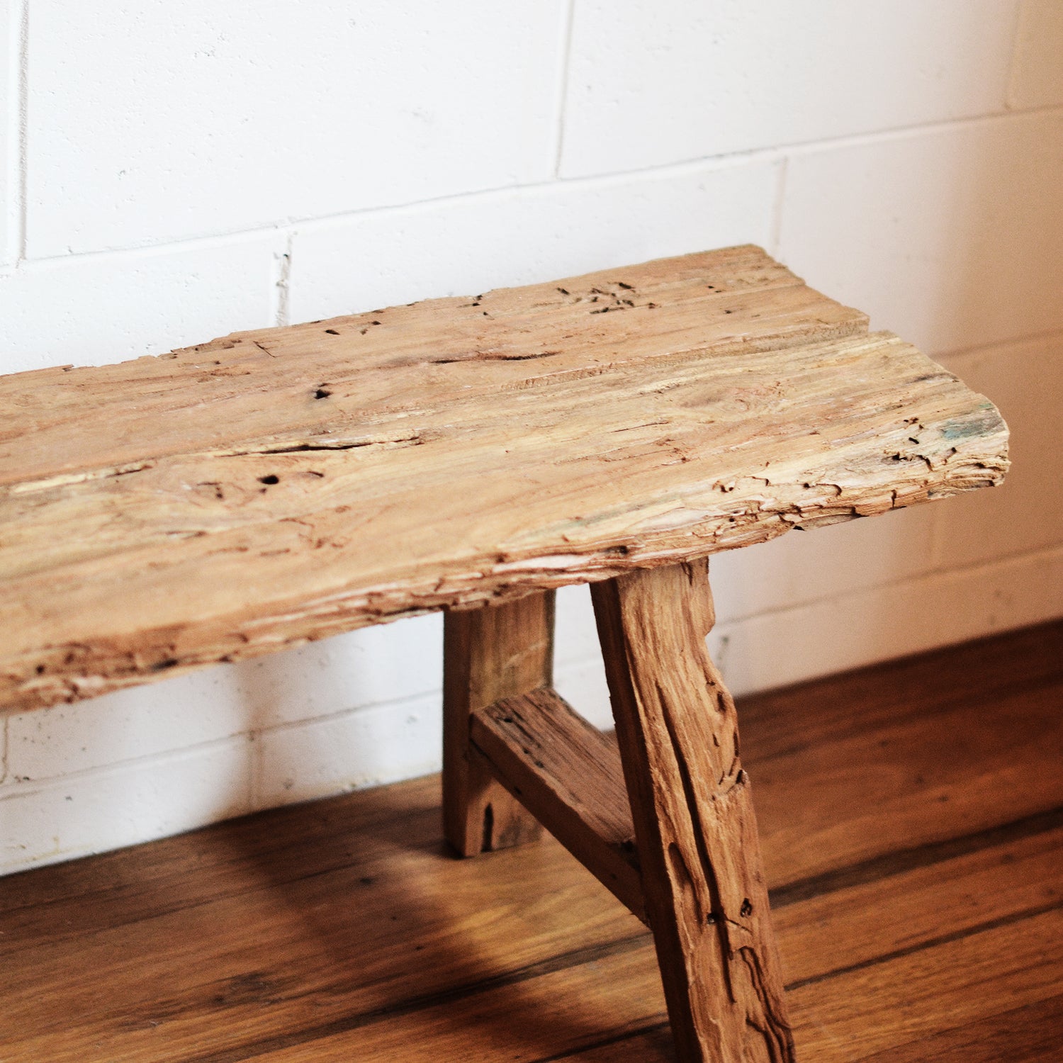 Rustic Teak Bench Seat 1500mm - Set of 2