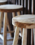 Large Cabana Rustic Teak Counter Stool 64cm - Set of 3