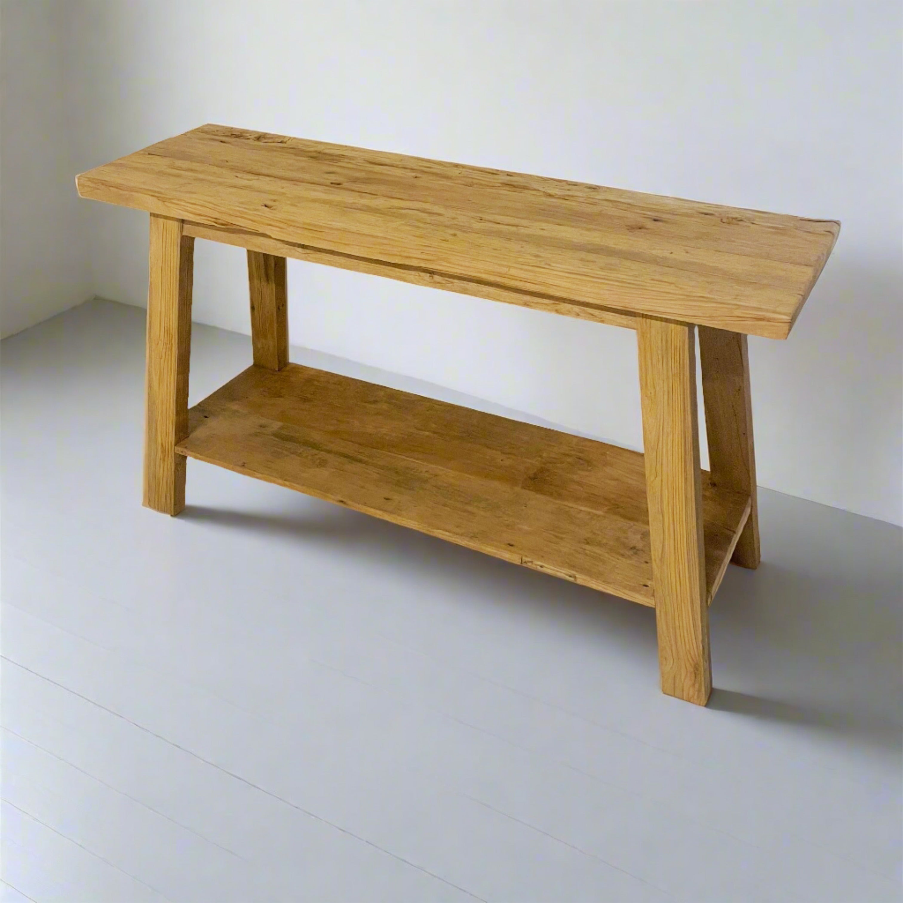 Rustic Teak Shelf Console Table 140cm