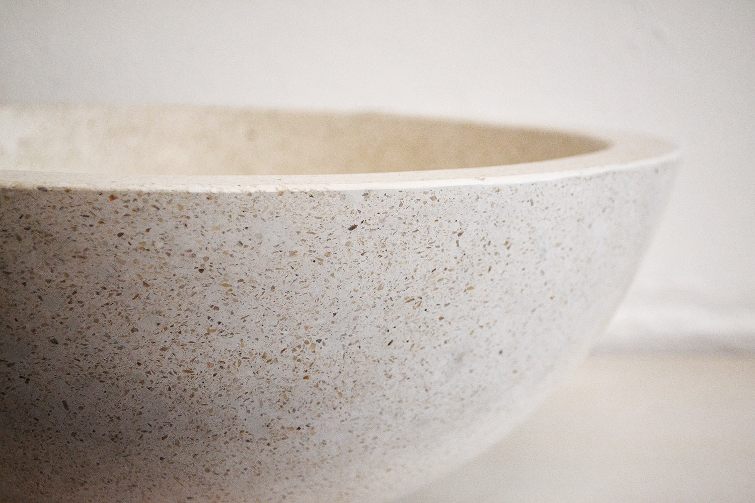 Round Concrete Terrazzo Stone Basin - Sandy White