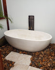 Oval Concrete Terrazzo Stone Bath 1750x900x550mm - Sandy White