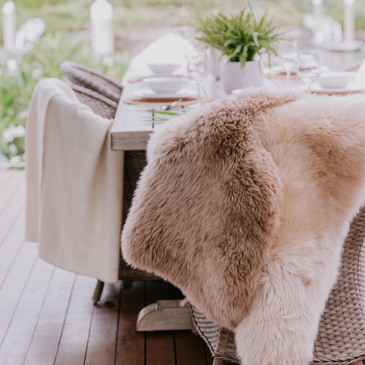 Taupe Wool Sheepskin Rug Standard 105cm