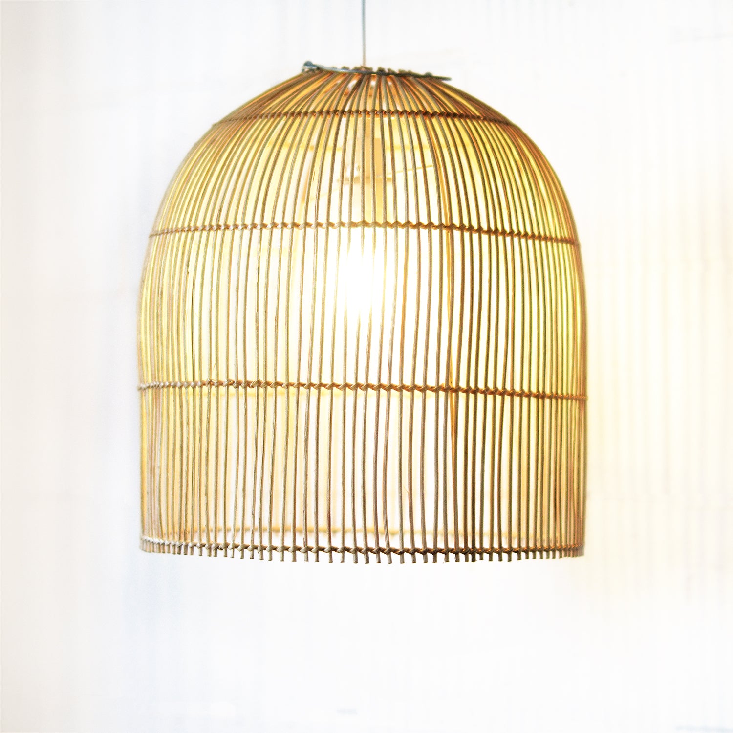 Coastal Tropical Rattan Cane Dome Pendant