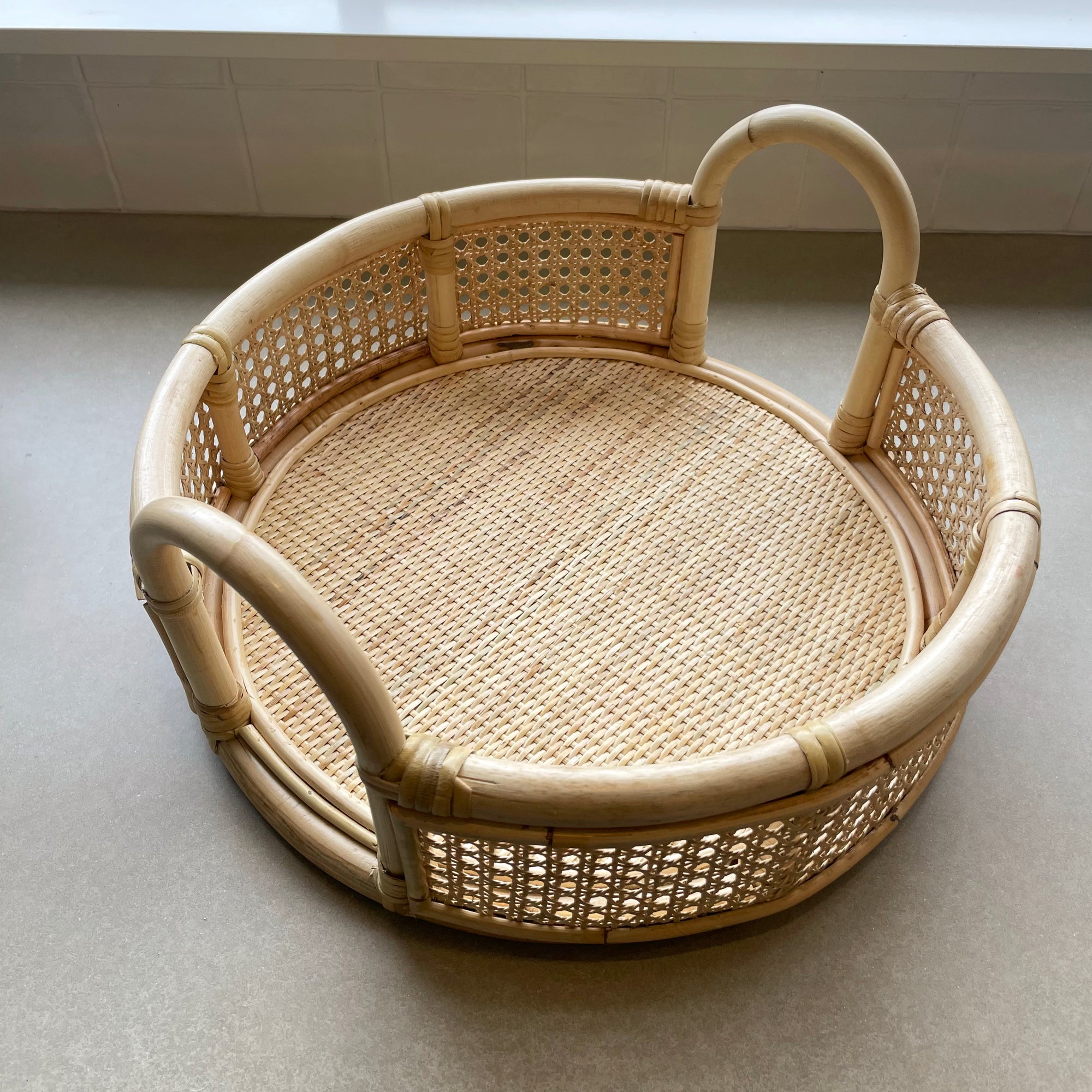 Small Mala Round Rattan Tray