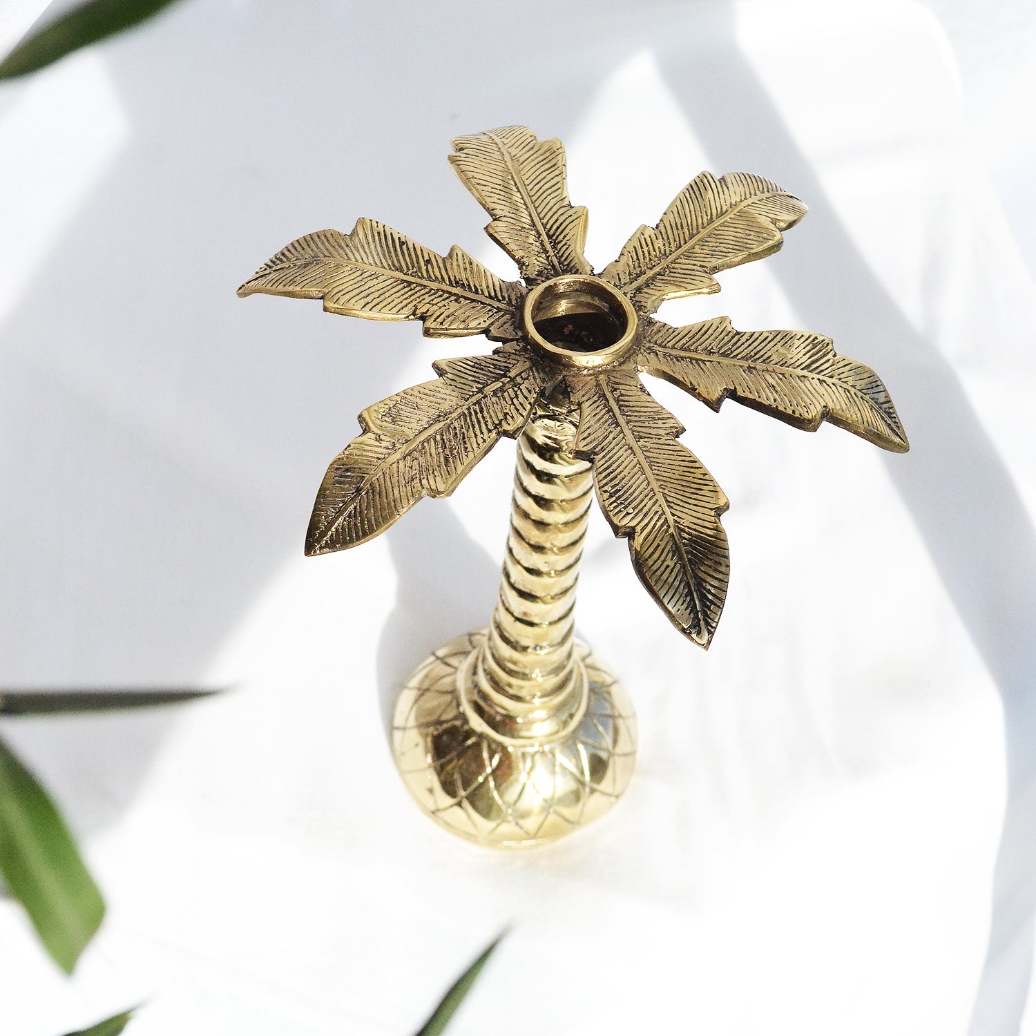 Small Palm Tree Brass Candleholder – Paradise Living Co.