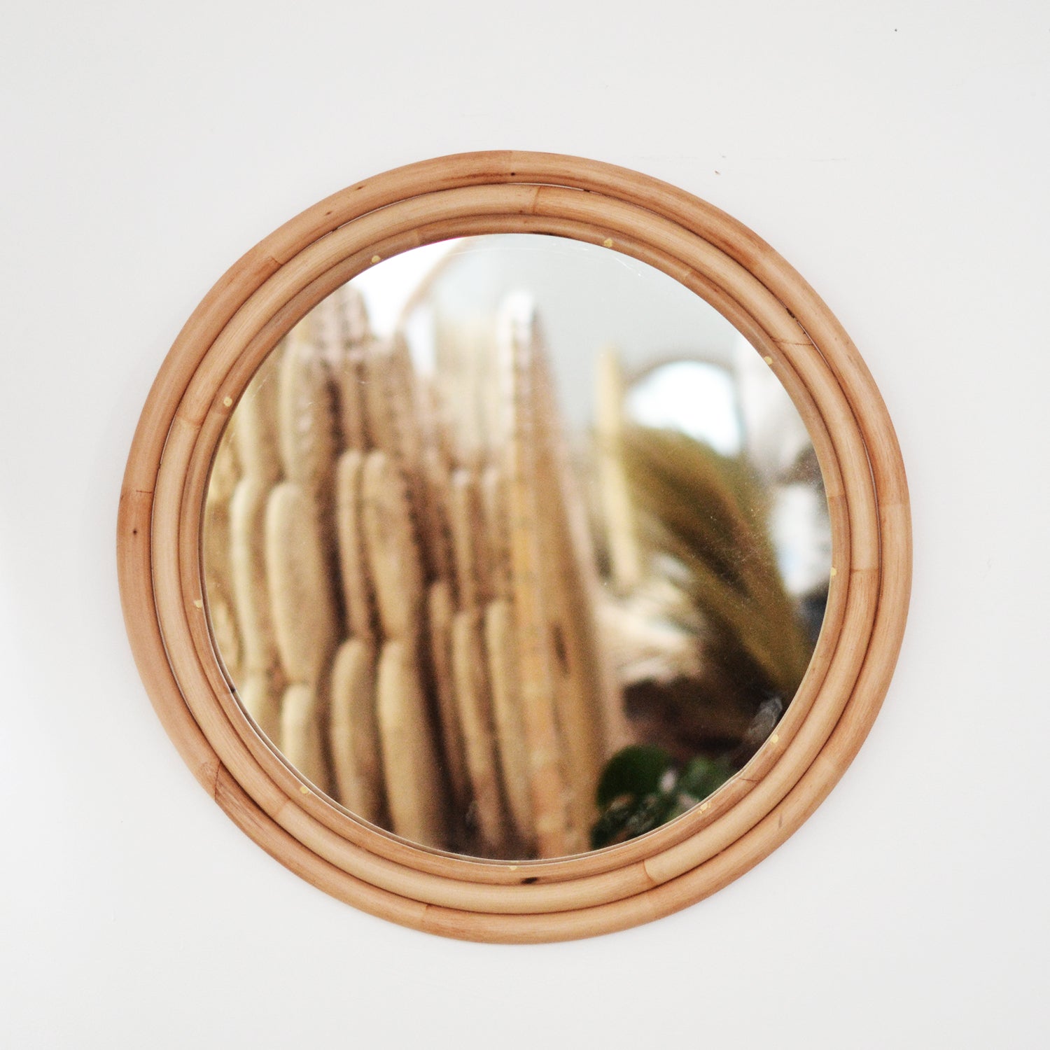 Small Round Rattan Mirror 60cm Dia