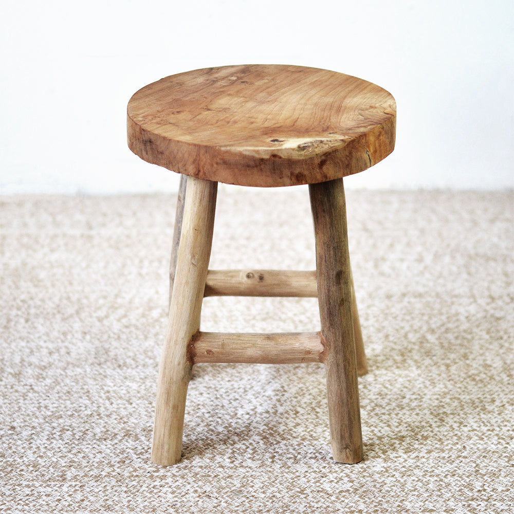 Small Cabana Rustic Teak Stool 45cm