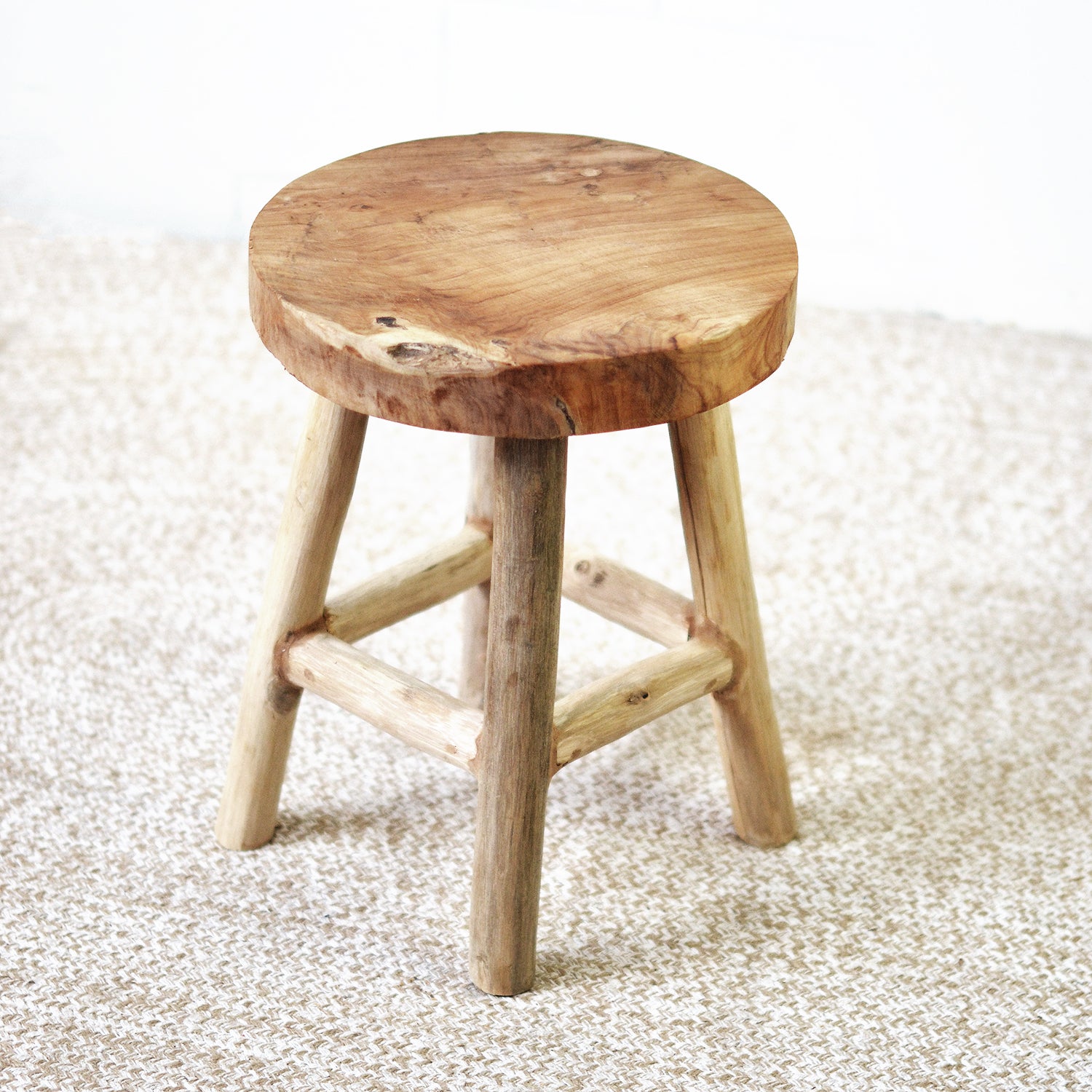 Small Cabana Rustic Teak Stool 45cm