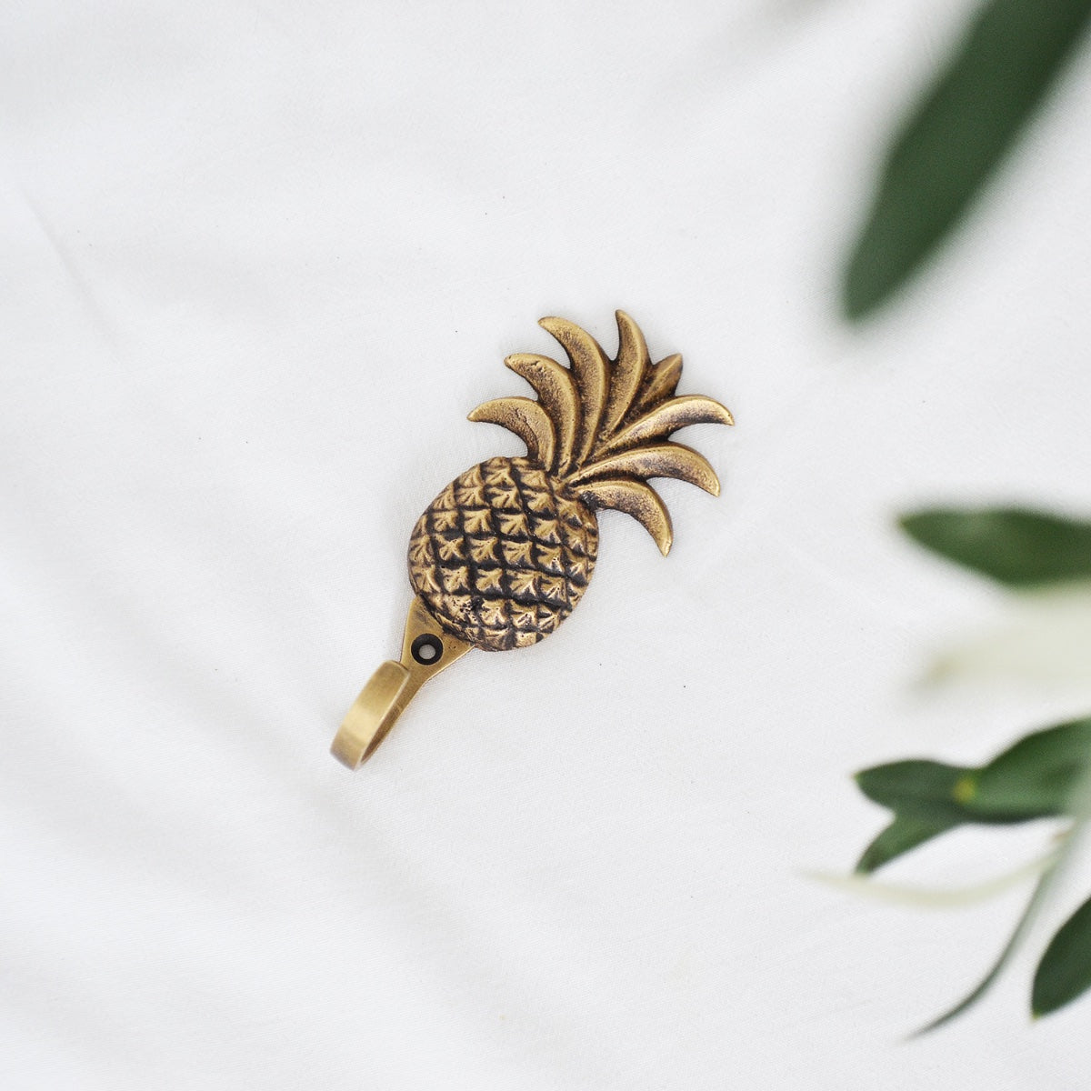 Small Tropical Pineapple Brass Wall Hook 8cm Paradise Living Co