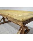 Teak Timber Cross Leg Dining Table 2m x 1m