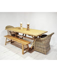 Teak Timber Cross Leg Dining Table 2m x 1m