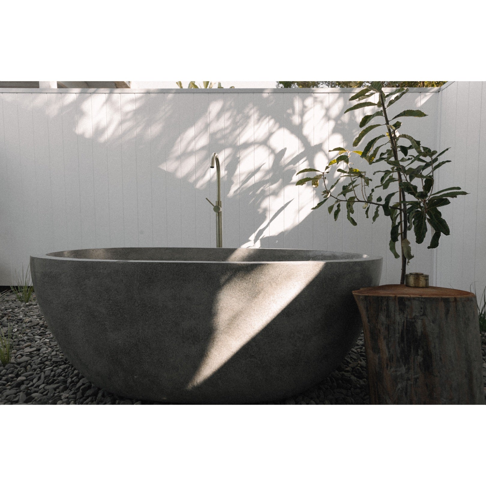 Oval Concrete Terrazzo Stone Bath 1800x1150x600mm - Light Grey