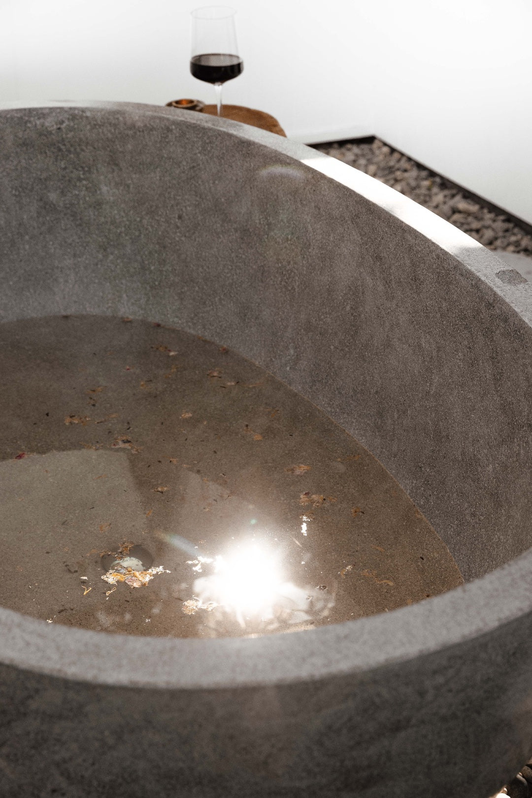 Oval Concrete Terrazzo Stone Bath 1800x1150x600mm - Light Grey