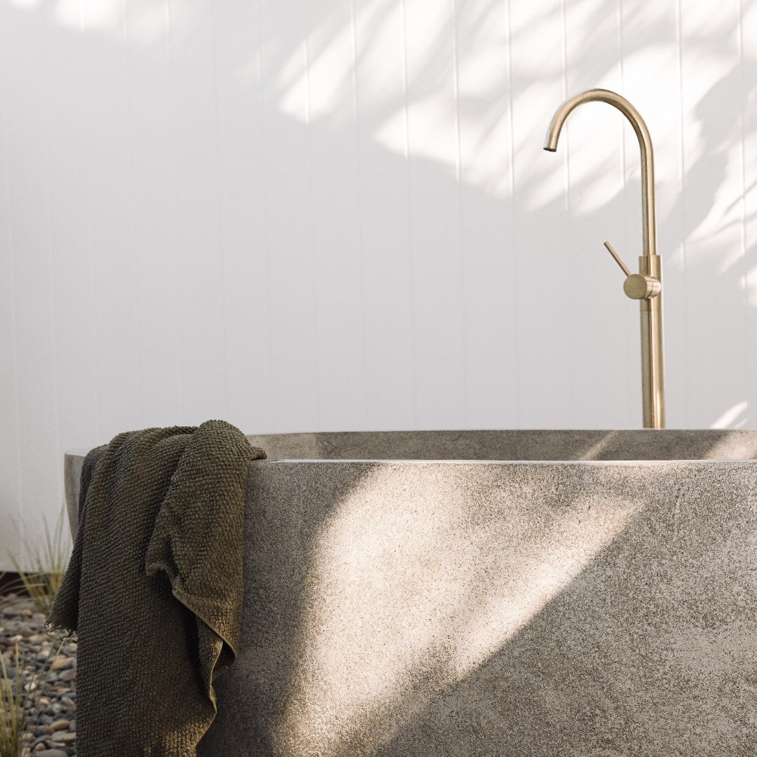 Oval Concrete Terrazzo Stone Bath 1750x900x550mm - Light Grey