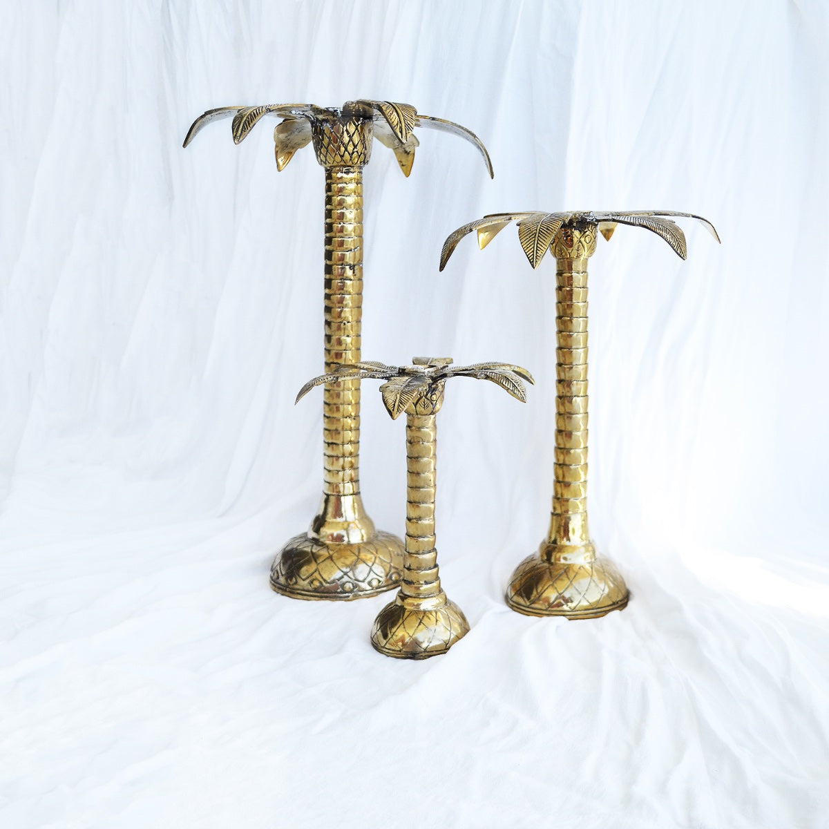 Large Palm Tree Brass Candleholder