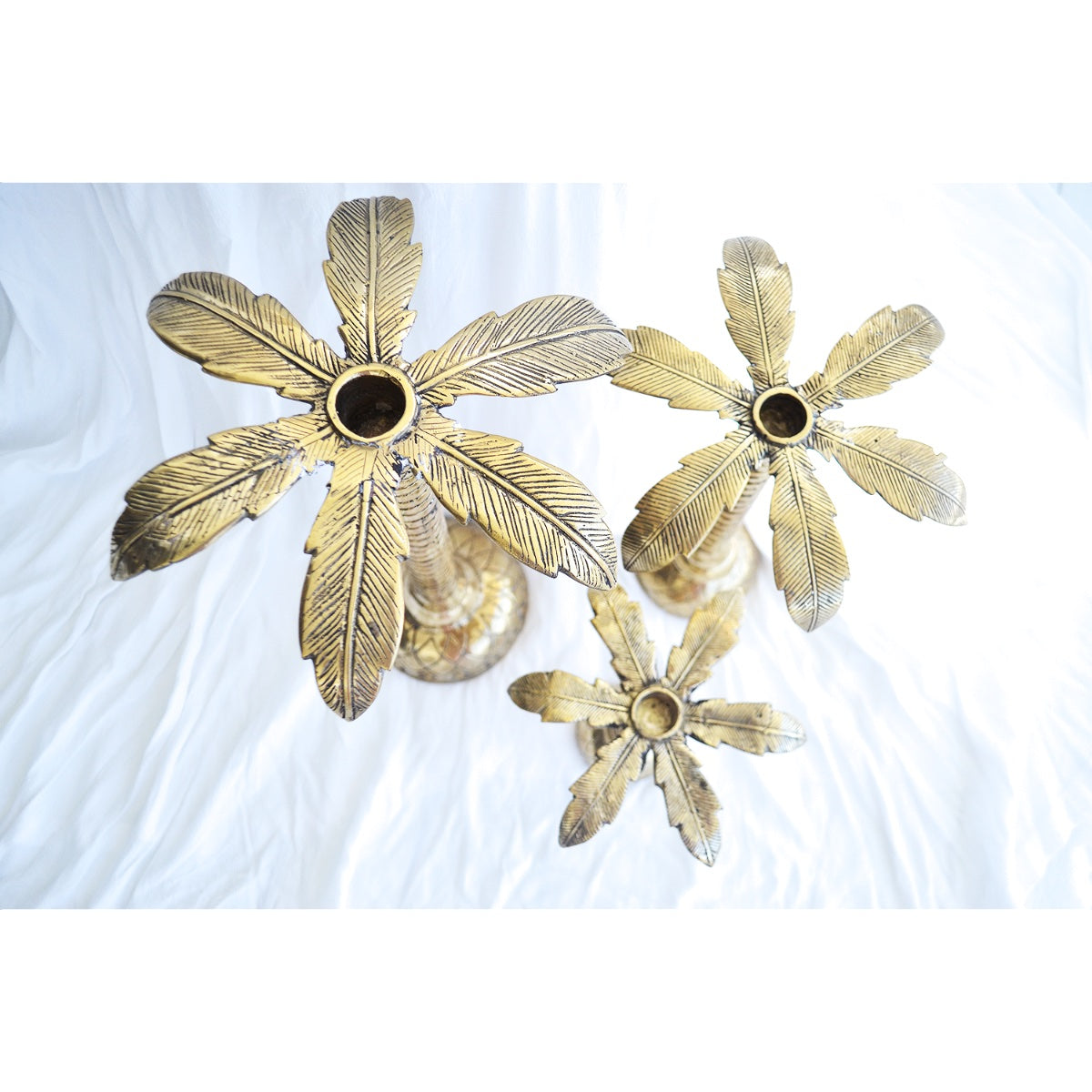 Large Palm Tree Brass Candleholder