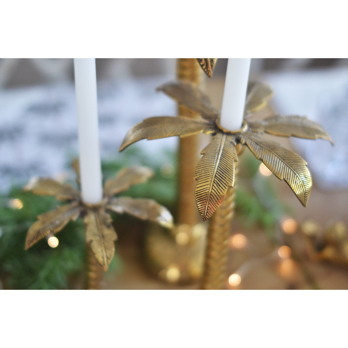Large Palm Tree Brass Candleholder