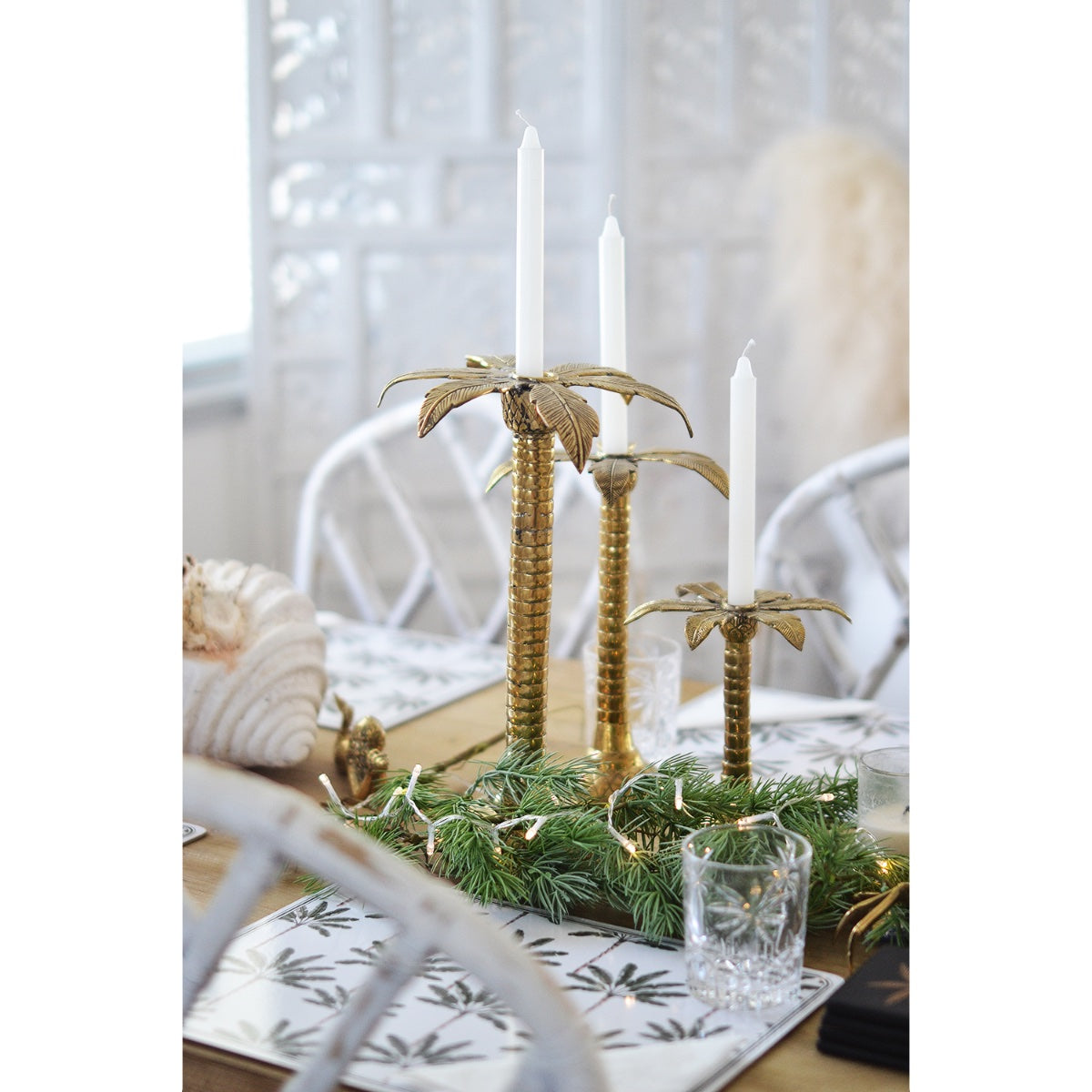 Large Palm Tree Brass Candleholder