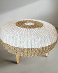 Two Tone Seagrass Woven Ottoman