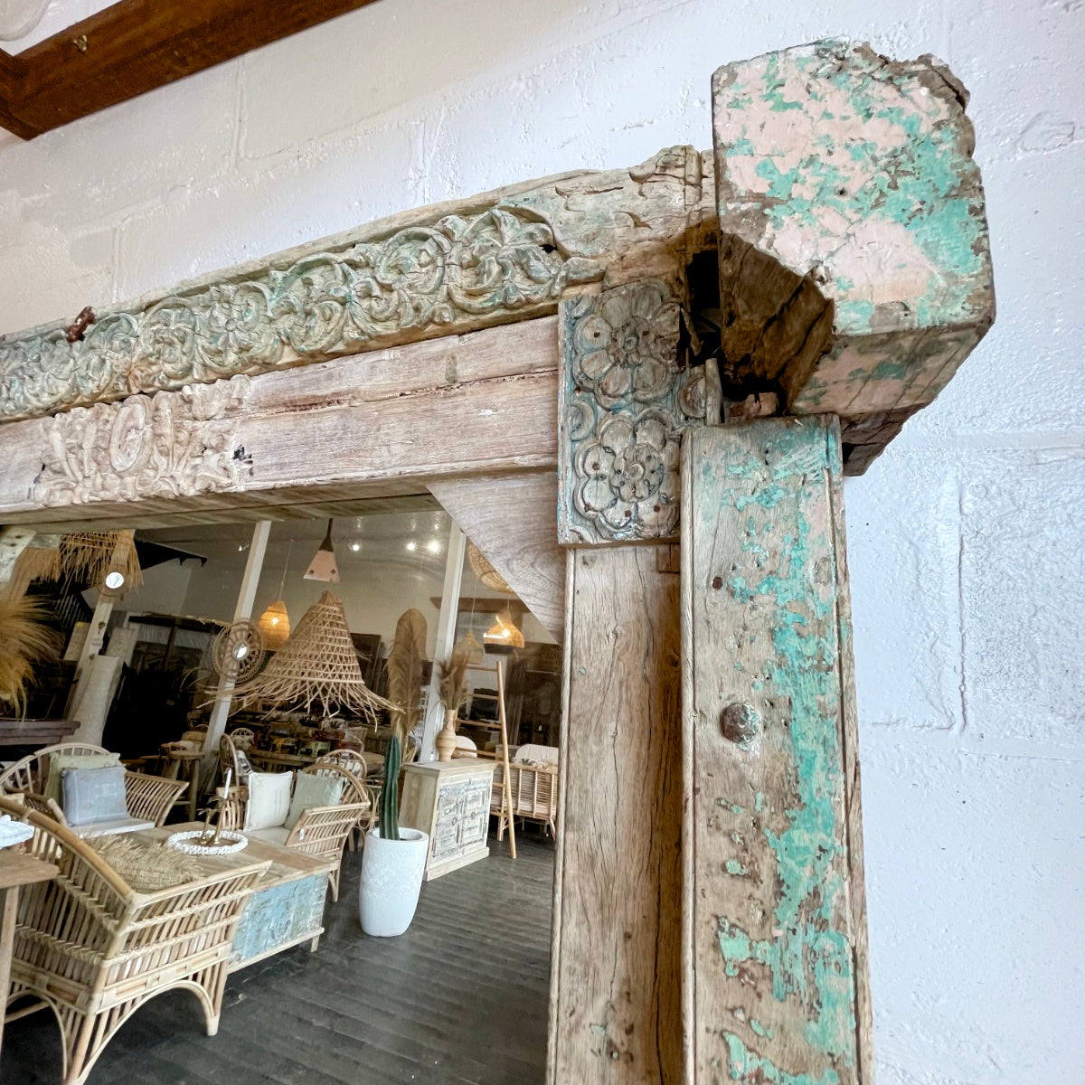 Vintage Indian Timber Carved Mirror
