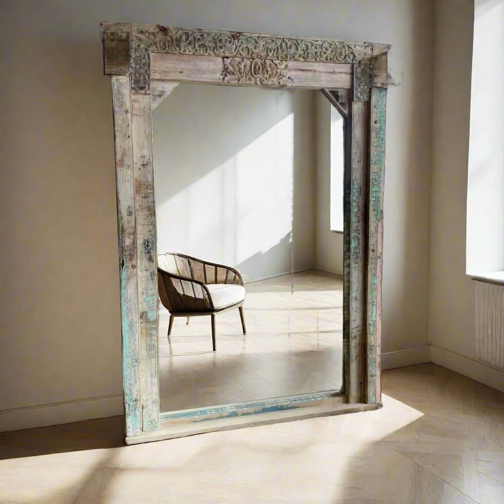 Vintage Indian Timber Carved Mirror