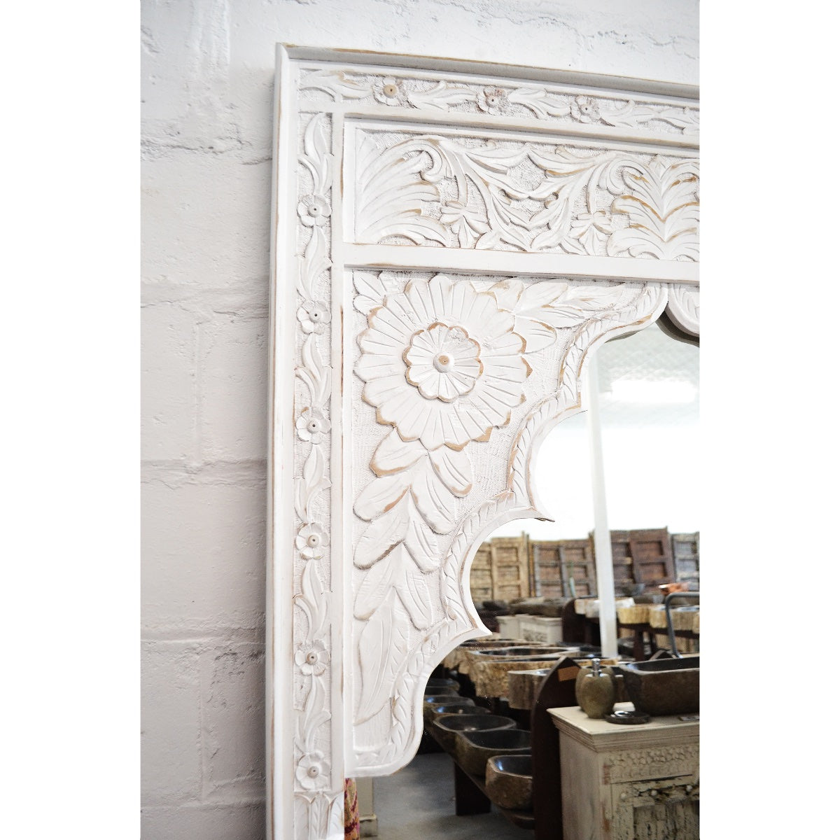 White Indian Arch Mirror 100x200cm