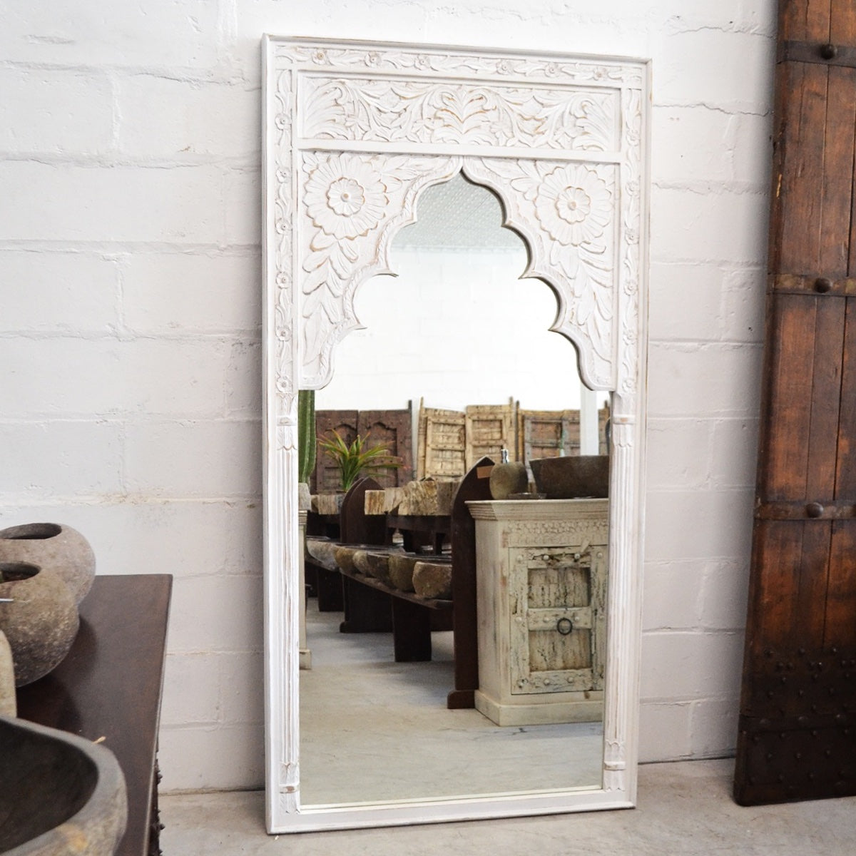 White Indian Arch Mirror 100x200cm