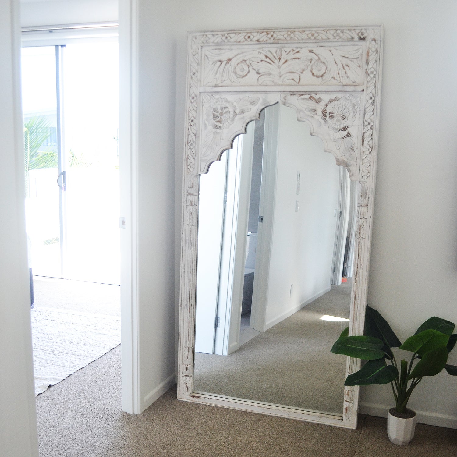 White Indian Arch Mirror 100x200cm
