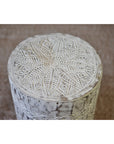 Tribal Carved Palm Stool - White Wash | Made To Order