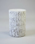 Tribal Carved Palm Stool - White Wash | Made To Order