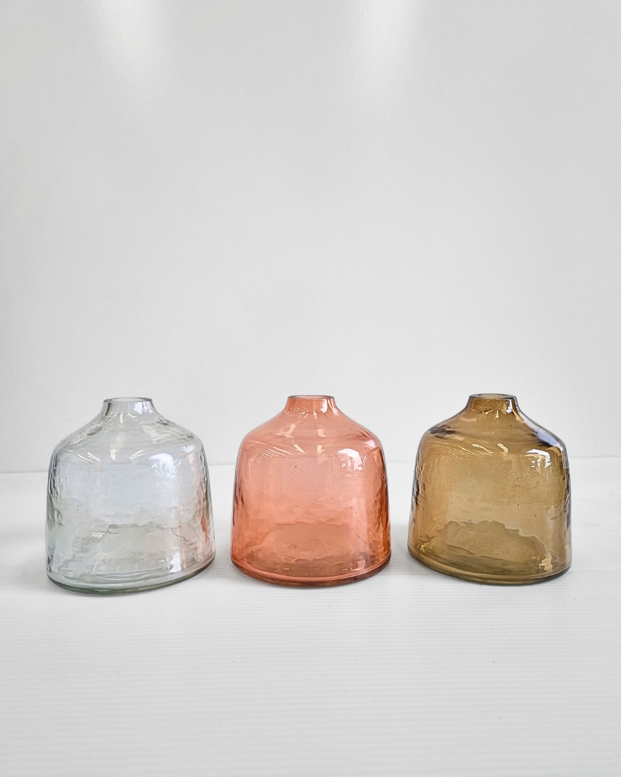 Handblown Hammered Glass Bud Vases: Blush / Haley