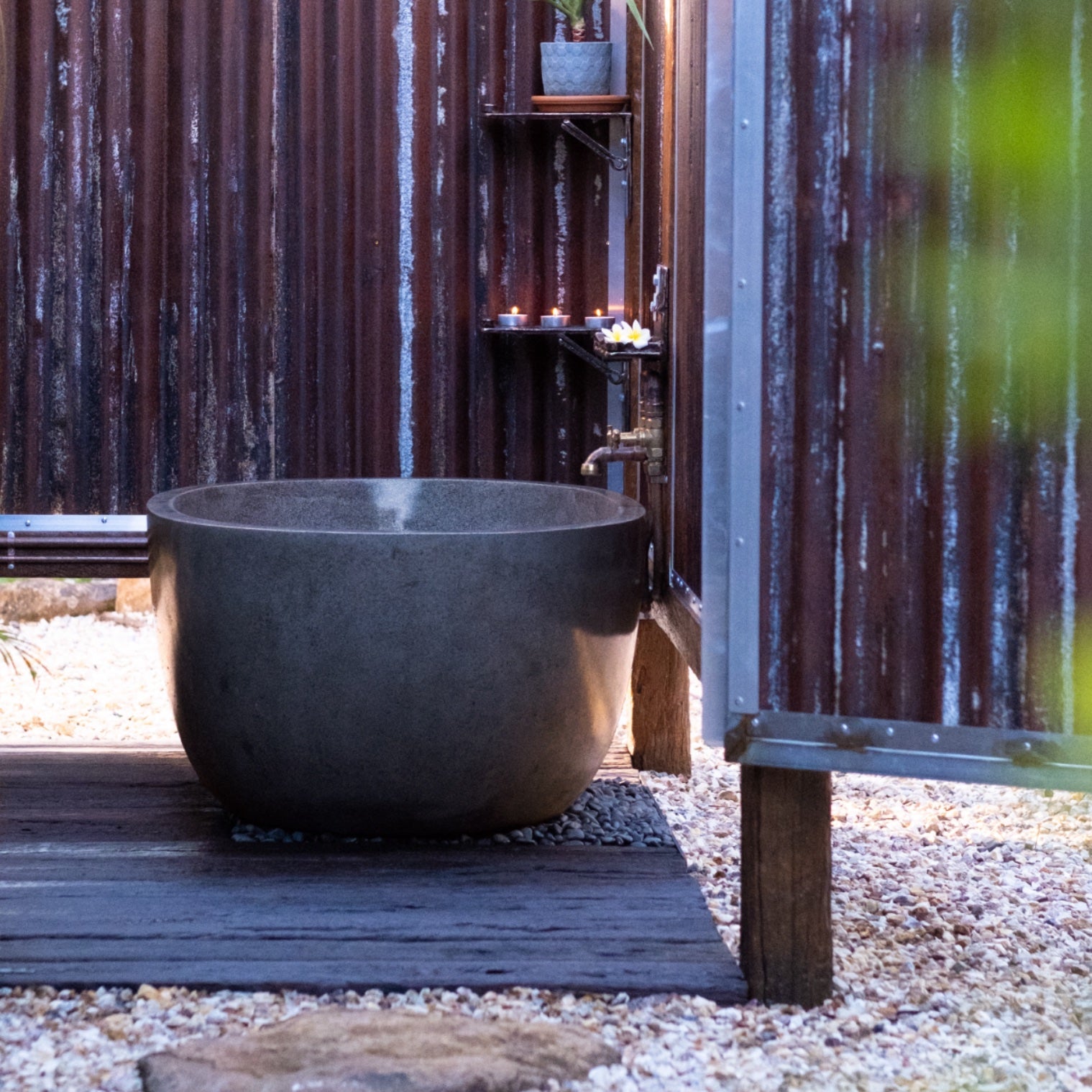 Oval Concrete Terrazzo Stone Bath 1800x1150x600mm - Mid Grey